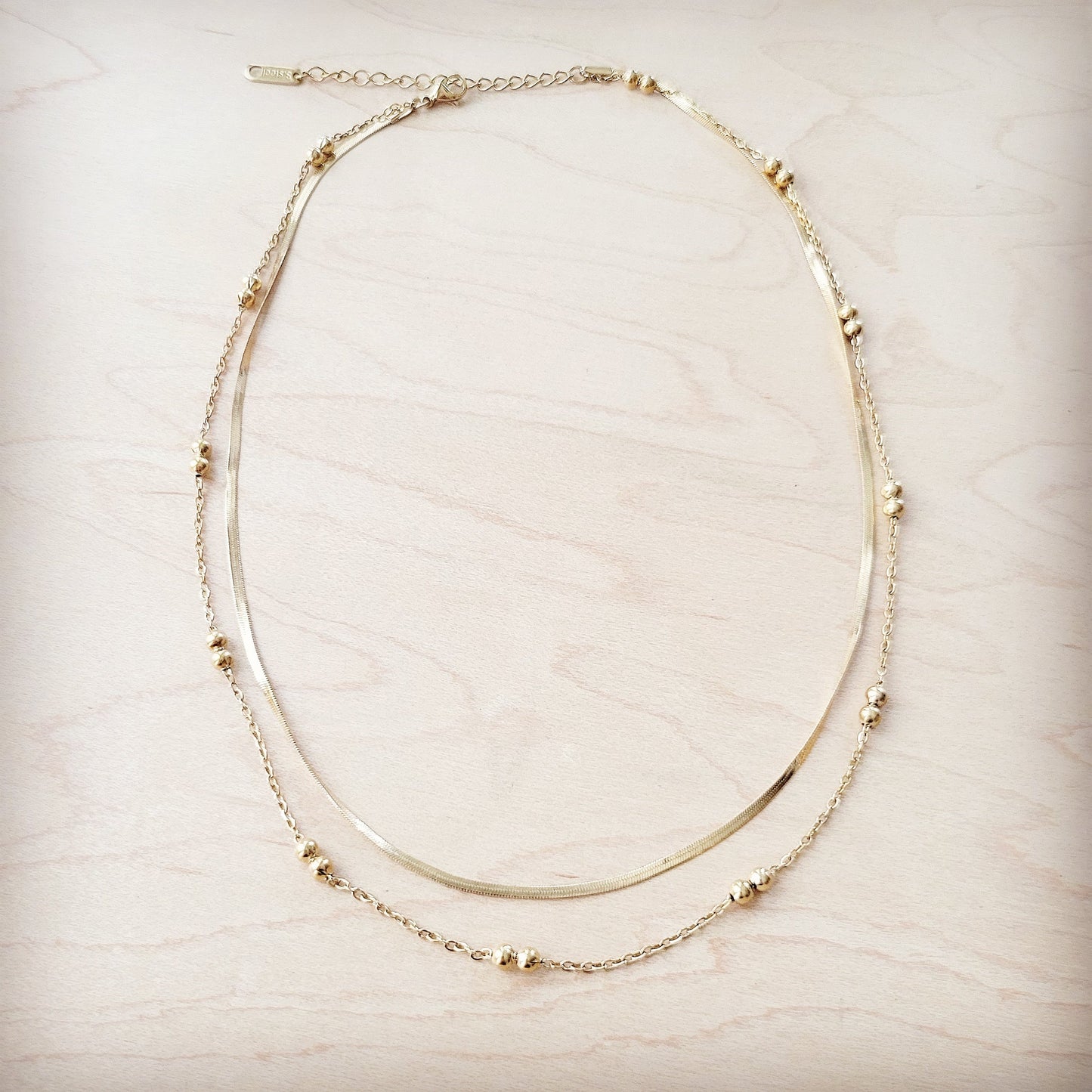 **Double Strand Gold Necklace Genuine 18 K Gold Plated 261q