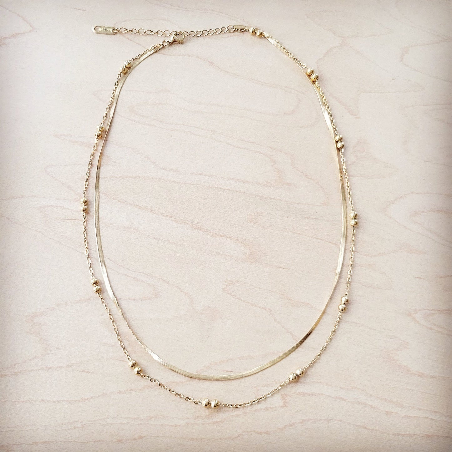 **Double Strand Gold Necklace Genuine 18 K Gold Plated 261q