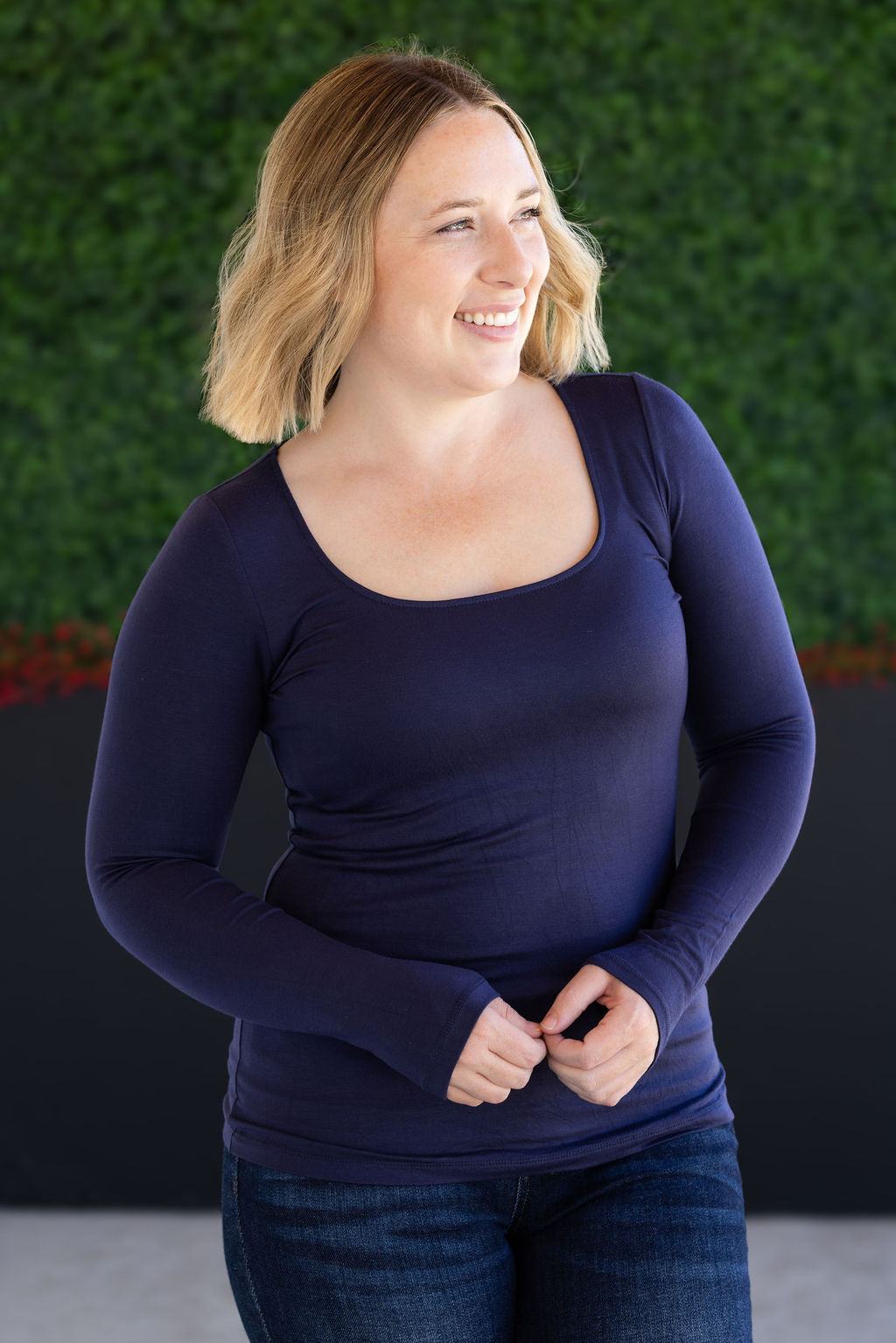 IN STOCK Alyssa Long Sleeve Top - Navy