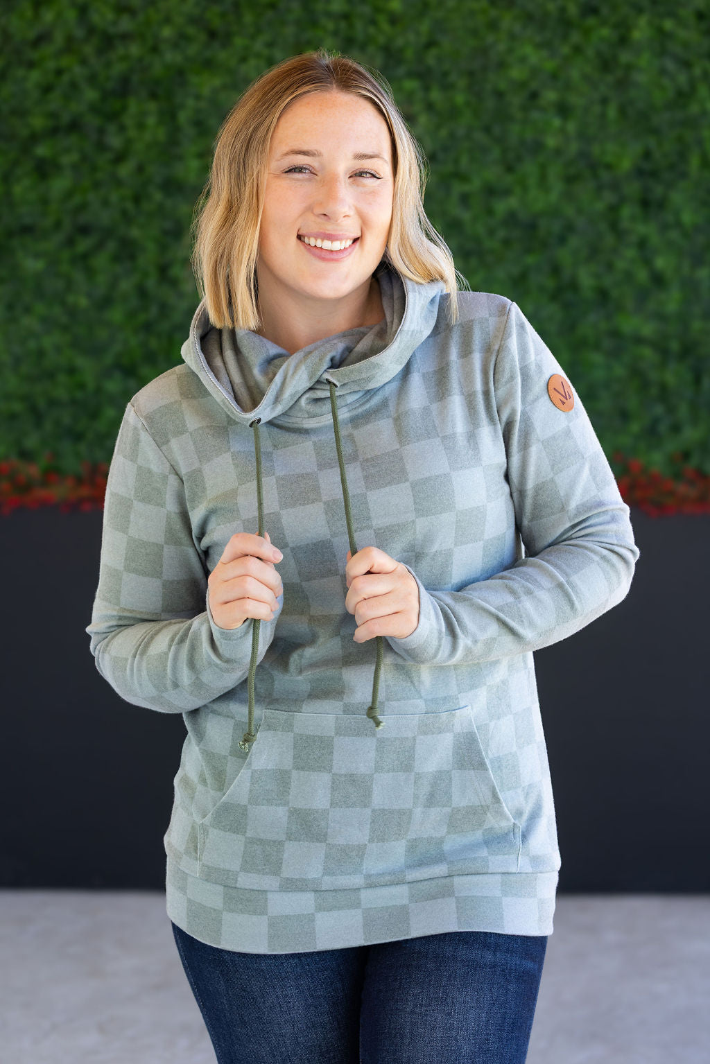 IN STOCK Ashley Hoodie - Olive Checkers
