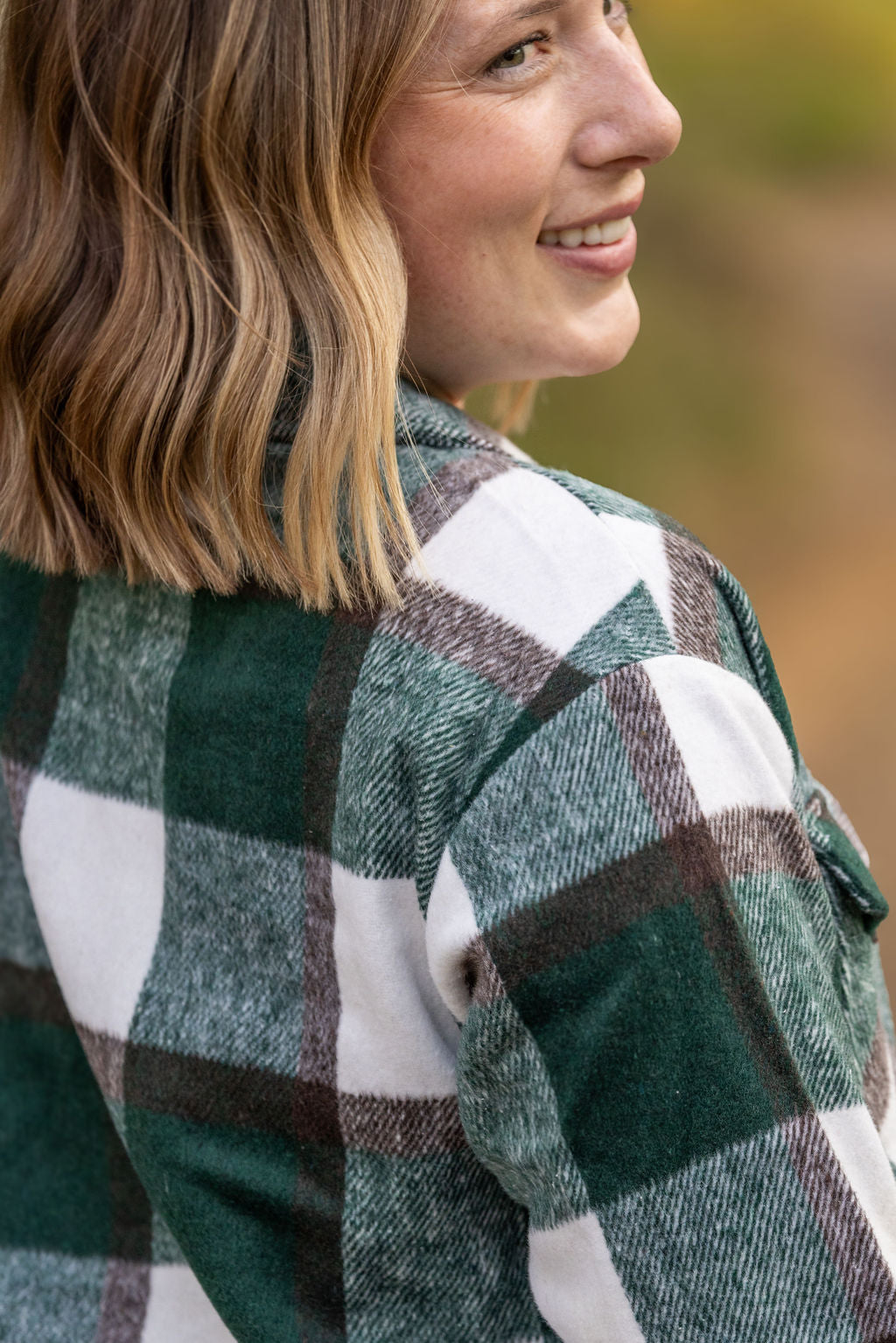 IN STOCK Norah Plaid Shacket - Evergreen and White FINAL SALE