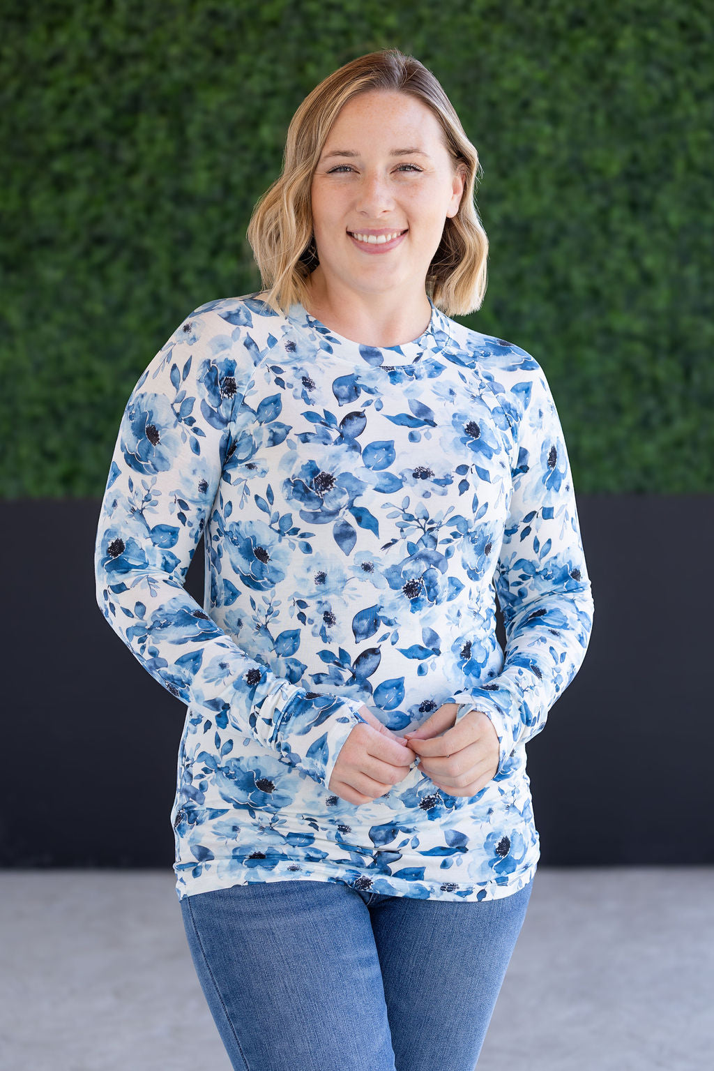 IN STOCK Blair Long Sleeve Top - Sapphire Floral