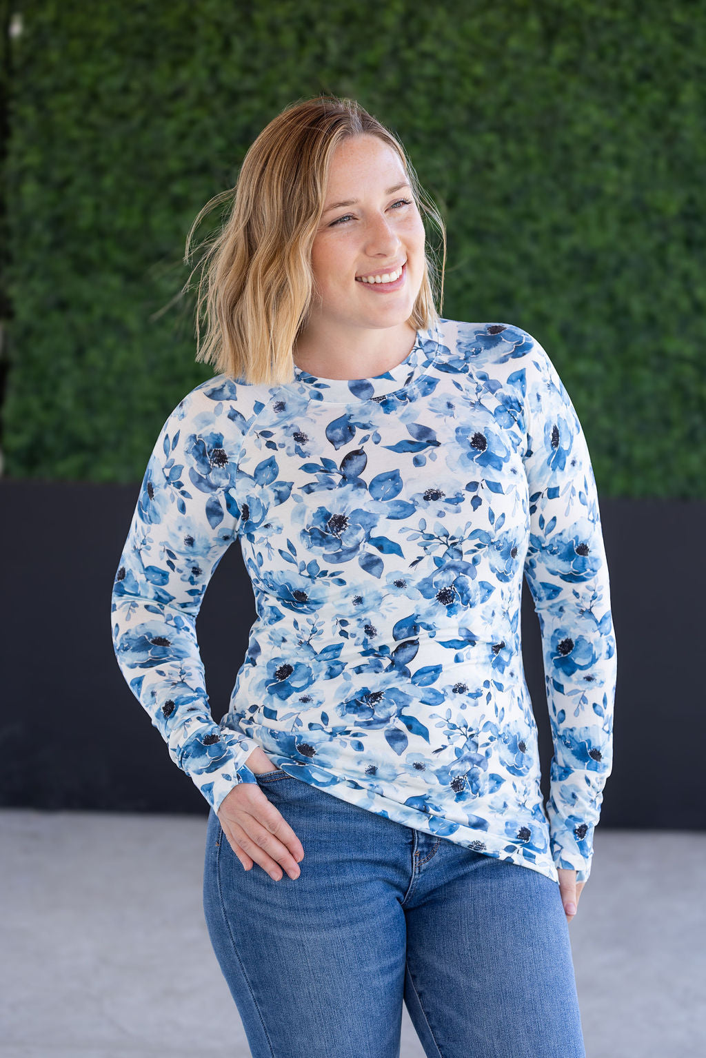 IN STOCK Blair Long Sleeve Top - Sapphire Floral