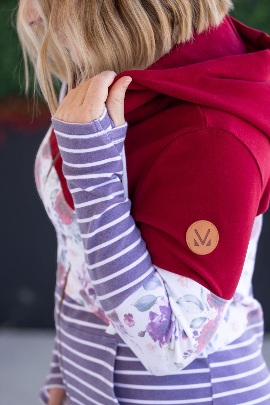 IN STOCK Colorblock Fullzip - Burgundy, Burgundy Bloom, and Plum Stripes FINAL SALE