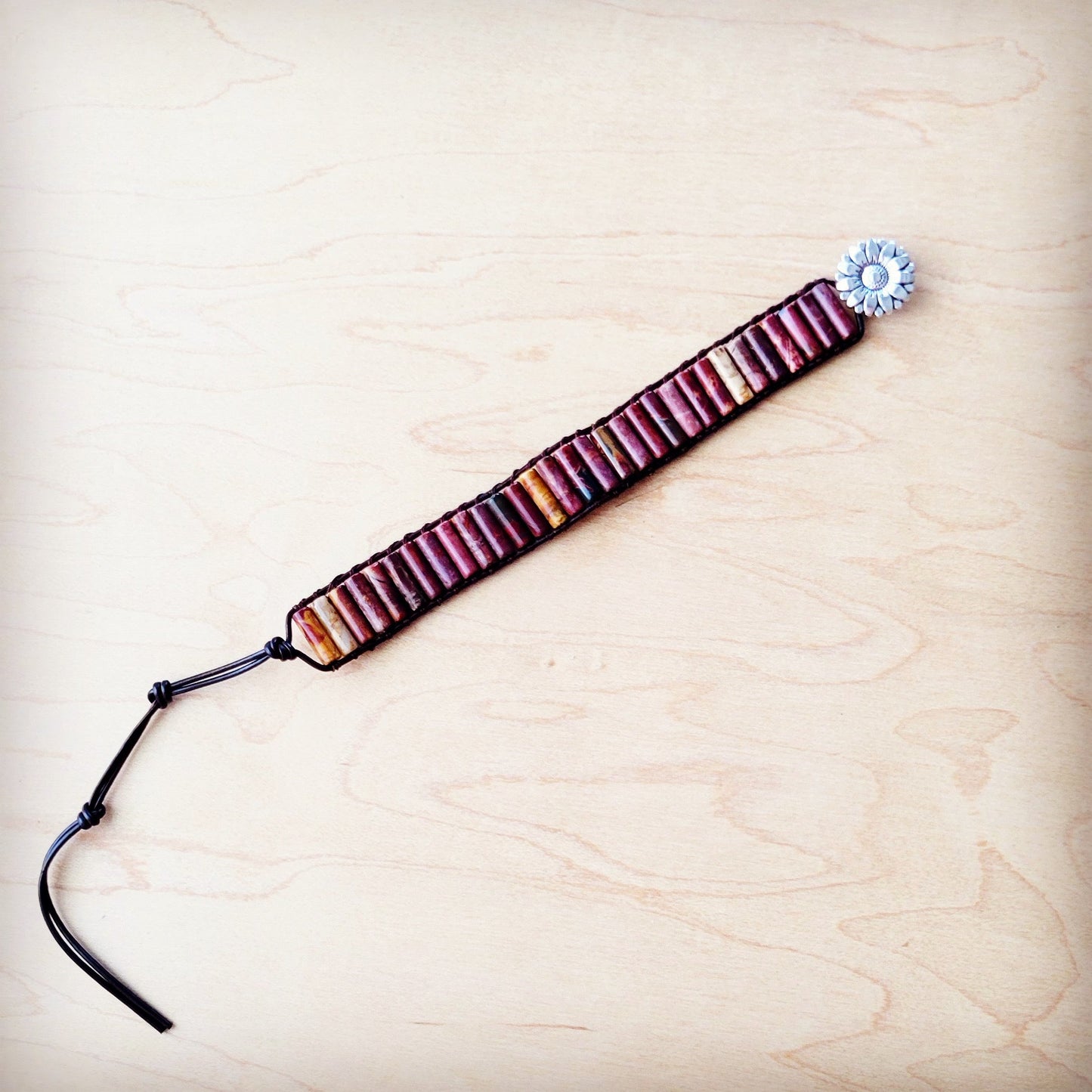 **Woven Picasso Stacked Stone Beaded Bracelet 810n