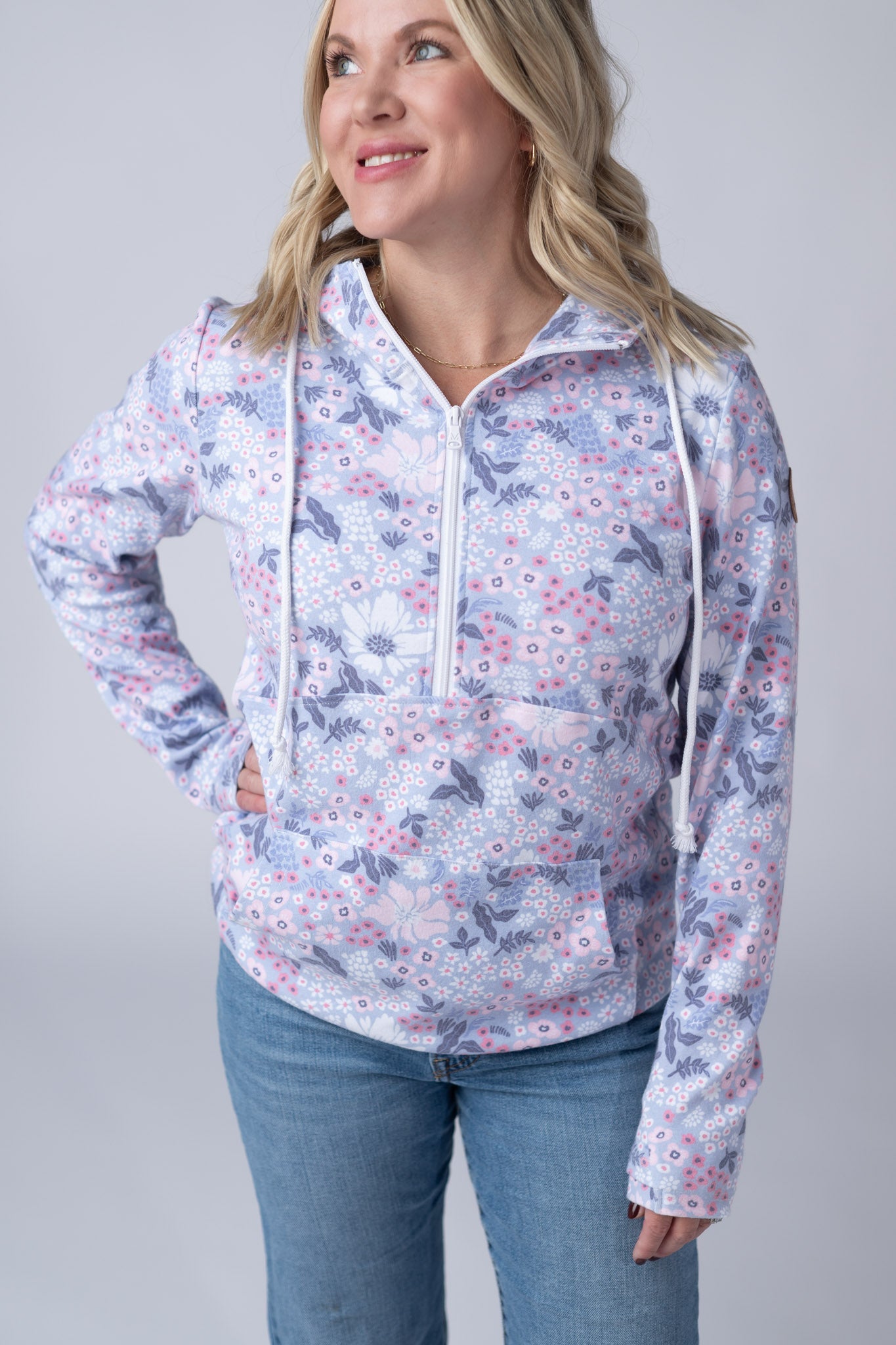 IN STOCK HalfZip Hoodie - Ditsy Blush Floral
