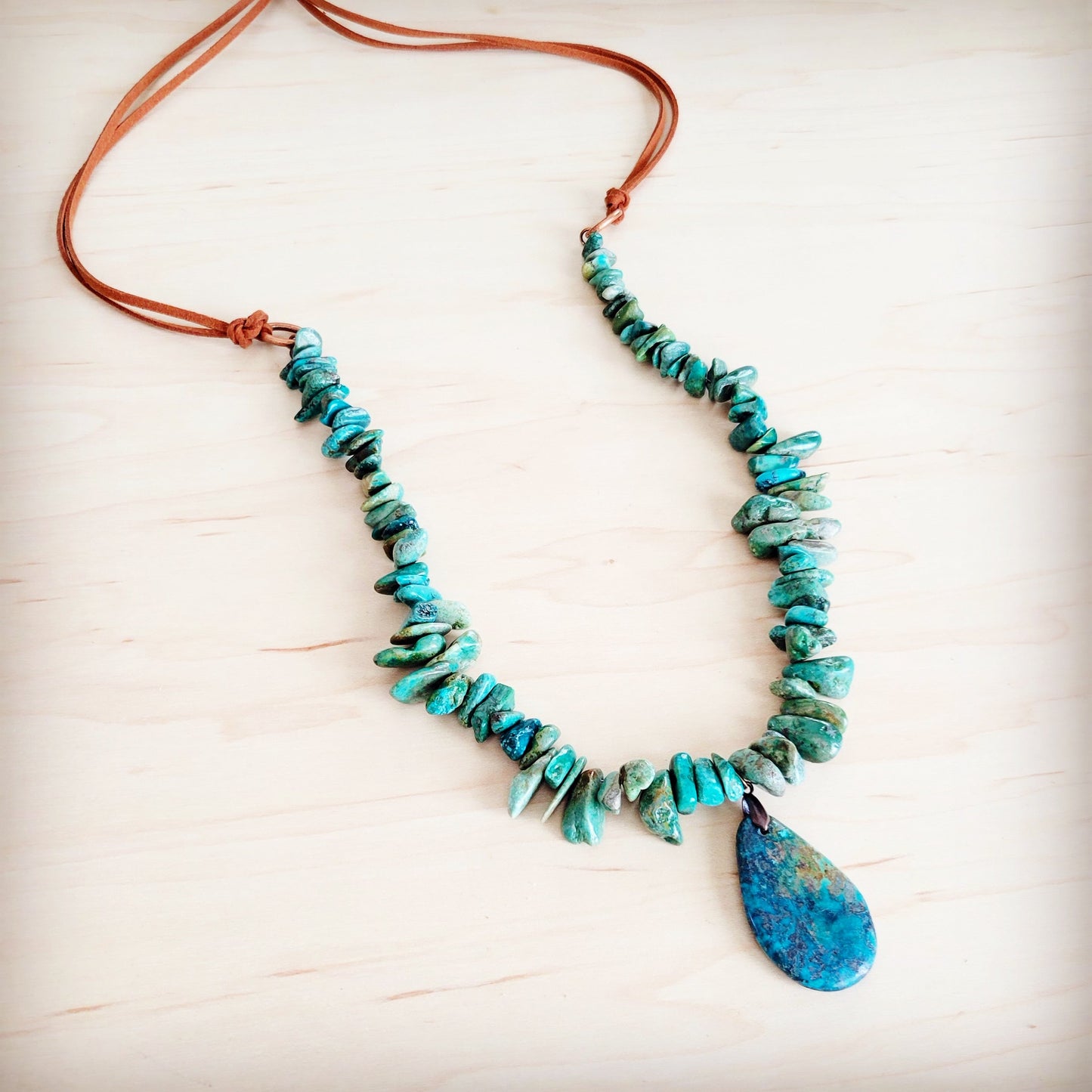 Natural Turquoise Chunky Necklace with Large Natural Pendant 250f