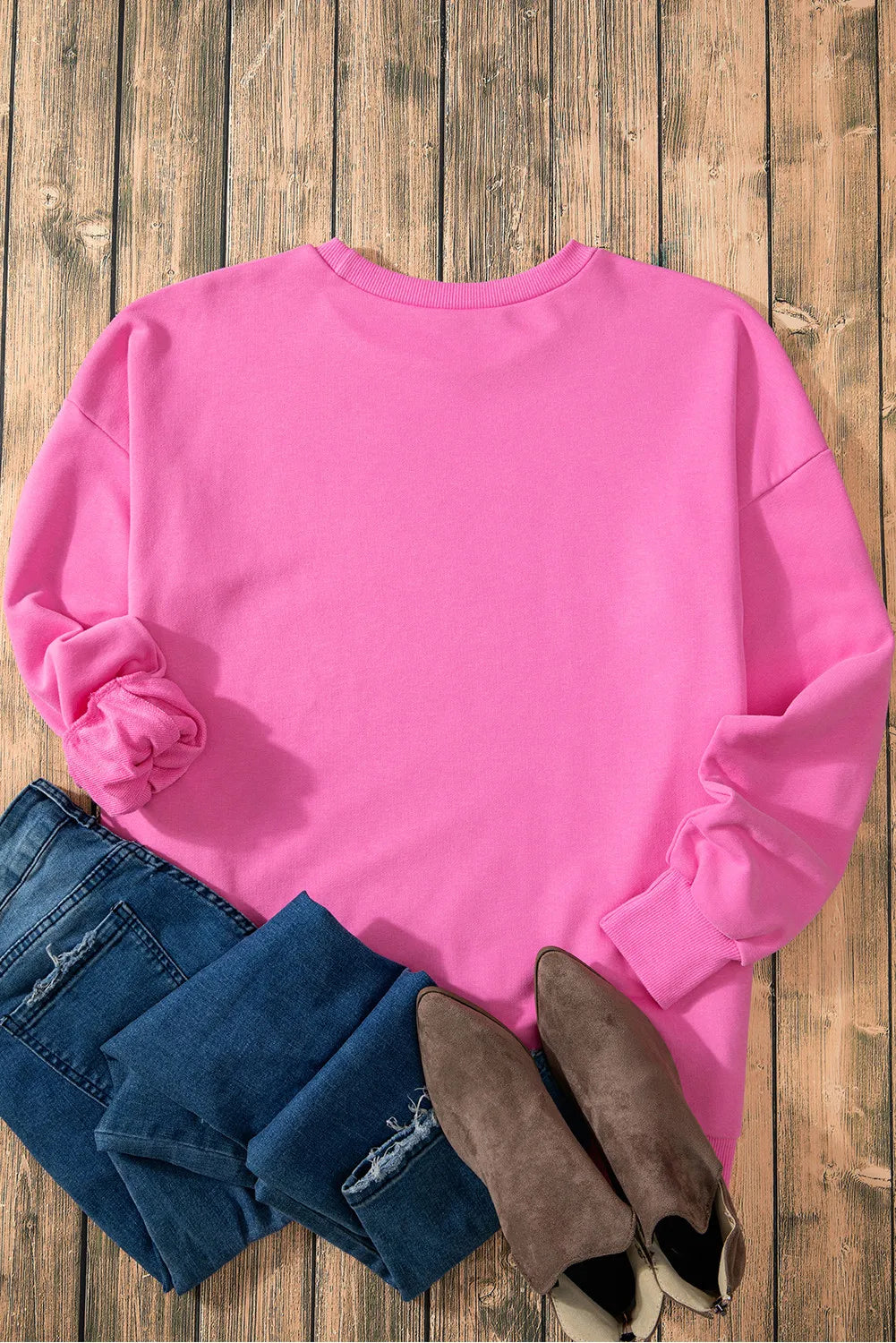 High-Low Round Neck Long Sleeve Sweatshirt