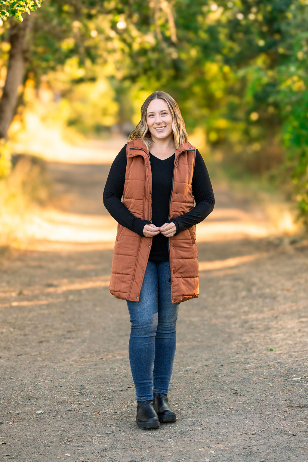 IN STOCK Harlow Long Vest - Cinnamon FINAL SALE