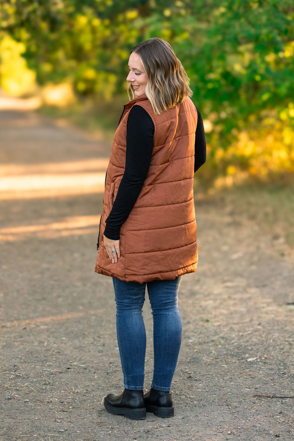 IN STOCK Harlow Long Vest - Cinnamon FINAL SALE
