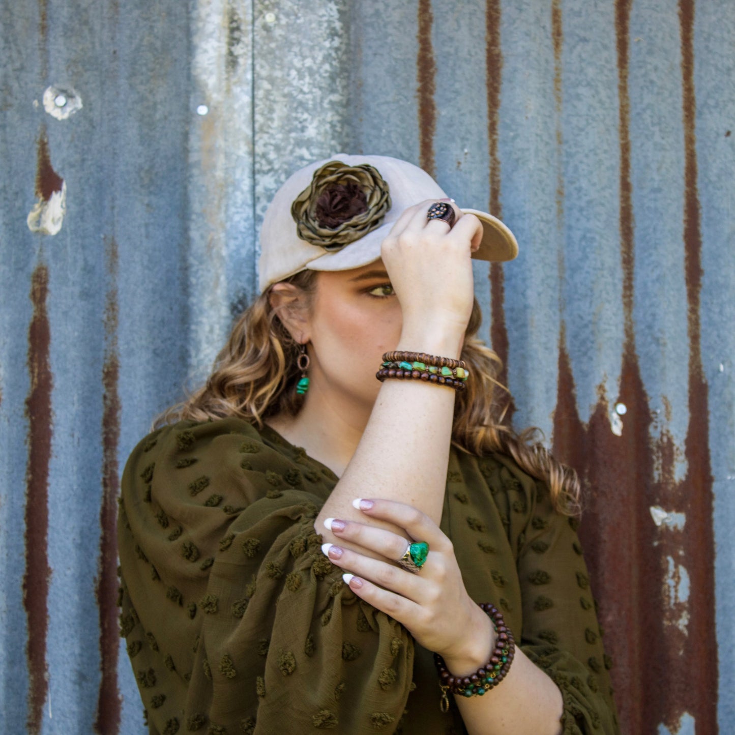 Genuine Natural Turquoise Beaded Bracelet w/ Copper Jewelry Junkie Bracelet