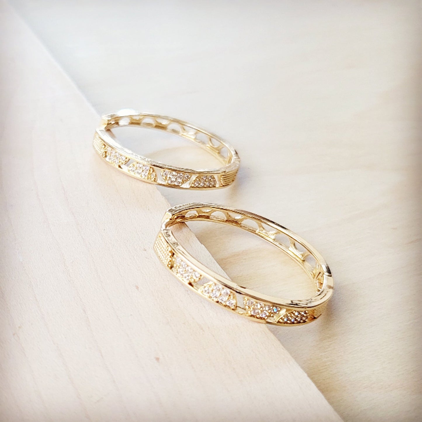 Geometric Sparkle Statement Gold Hoop Earrings 219ck