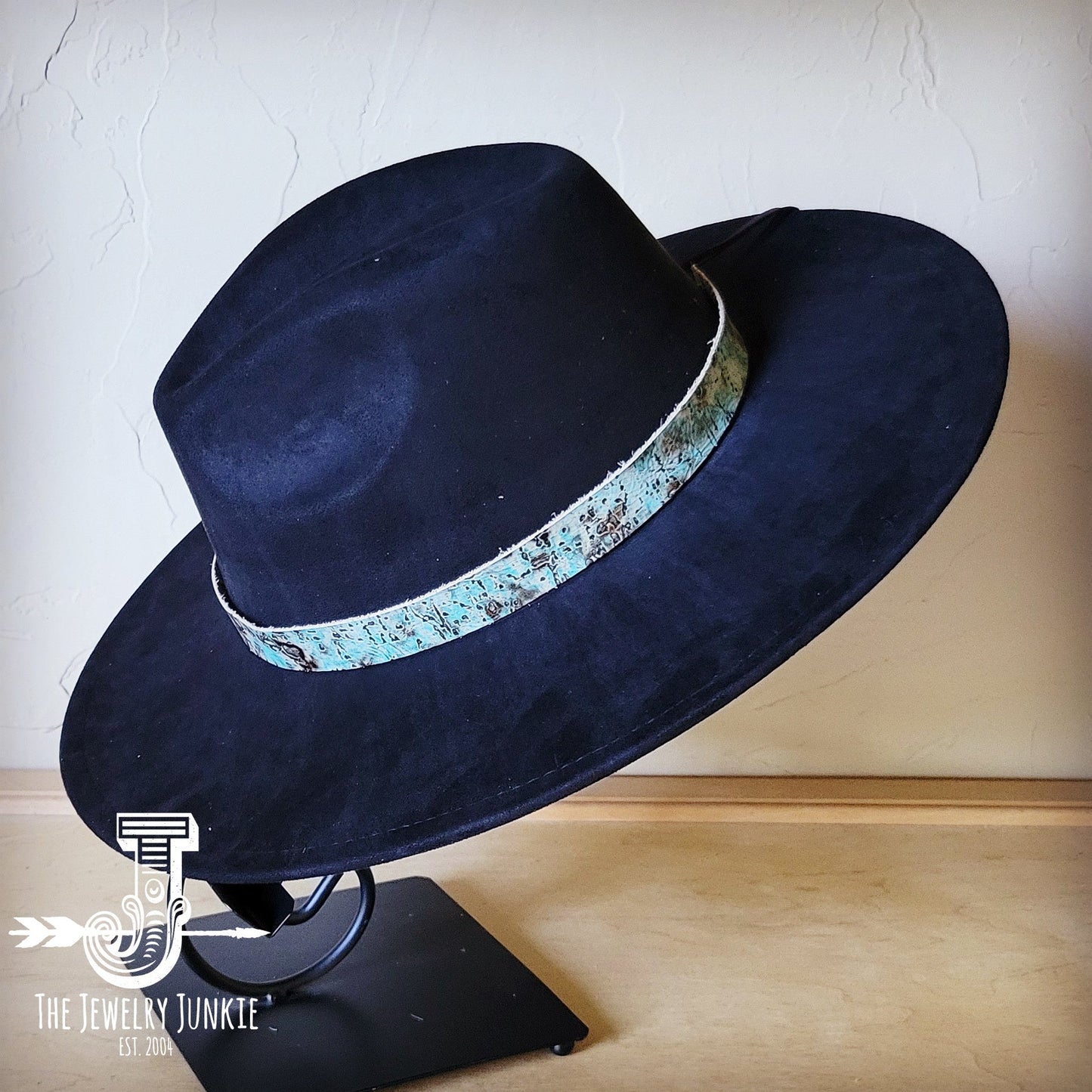 **Turquoise Metallic Embossed Leather Hat Band Only 950q