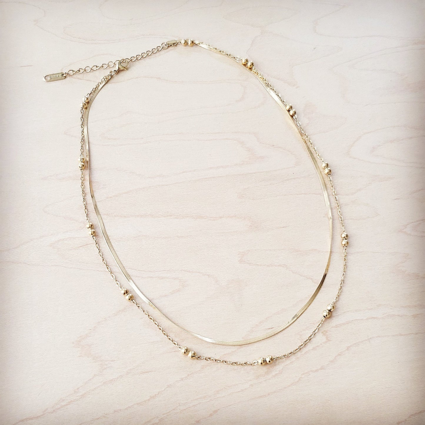 **Double Strand Gold Necklace Genuine 18 K Gold Plated 261q