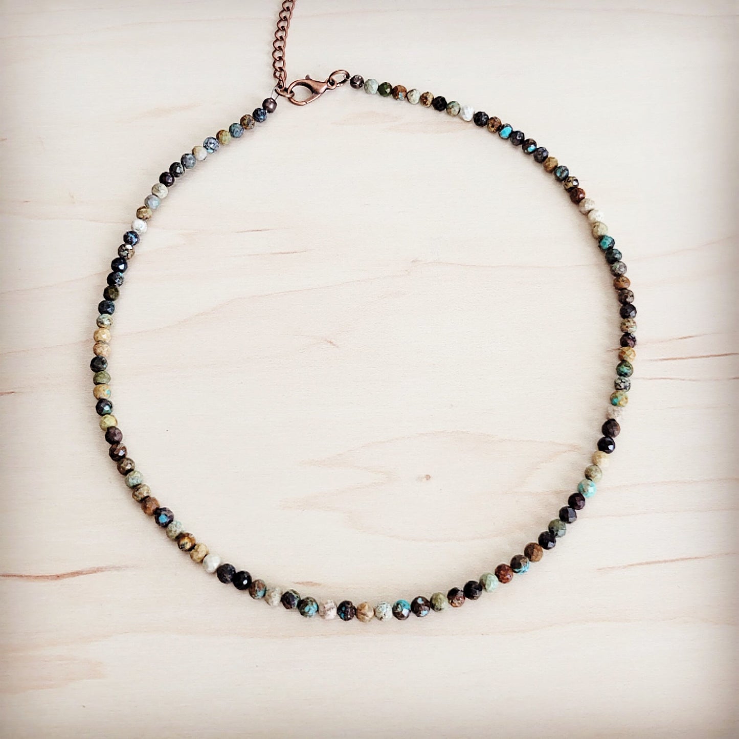 Faceted Genuine HuBei Turquoise Beaded Collar Necklace 262s