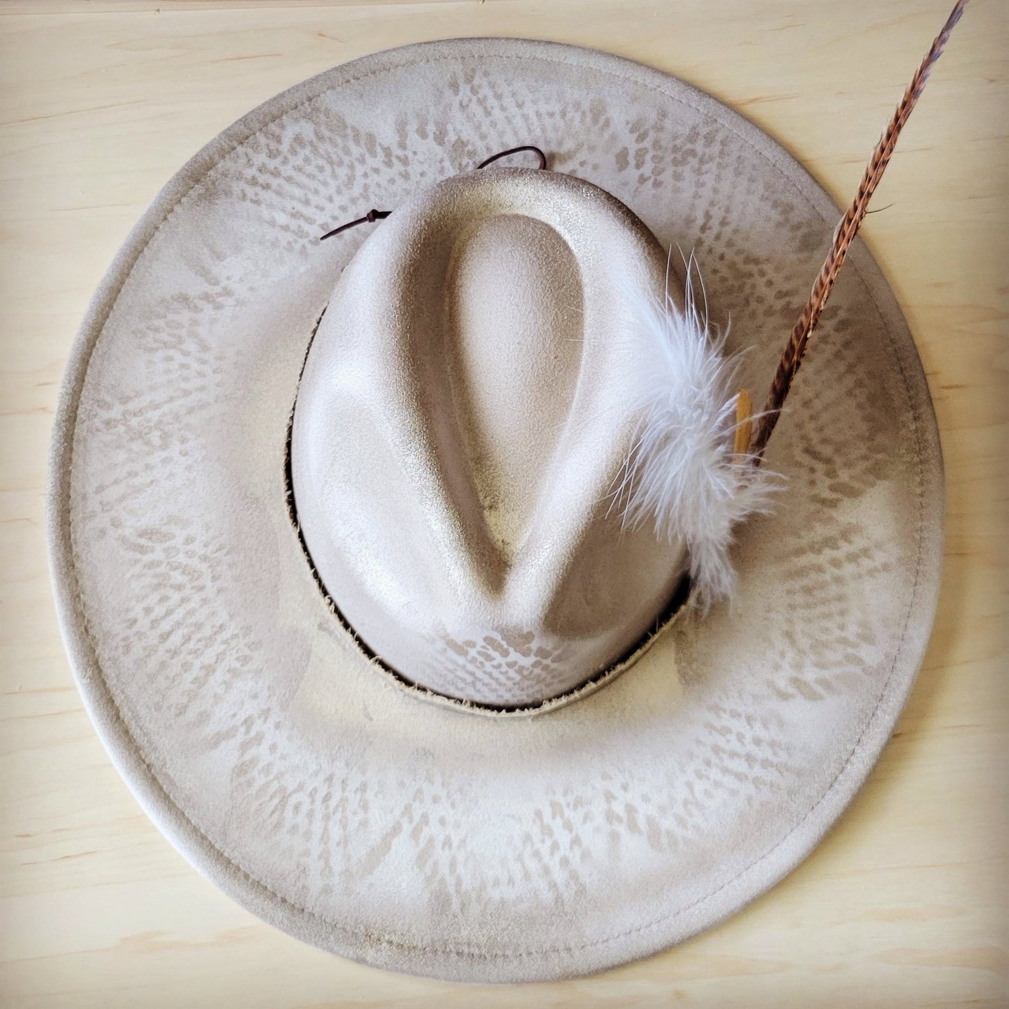 Hand-Painted Python Boho Western Cowgirl Hat & Band-Gold 987e