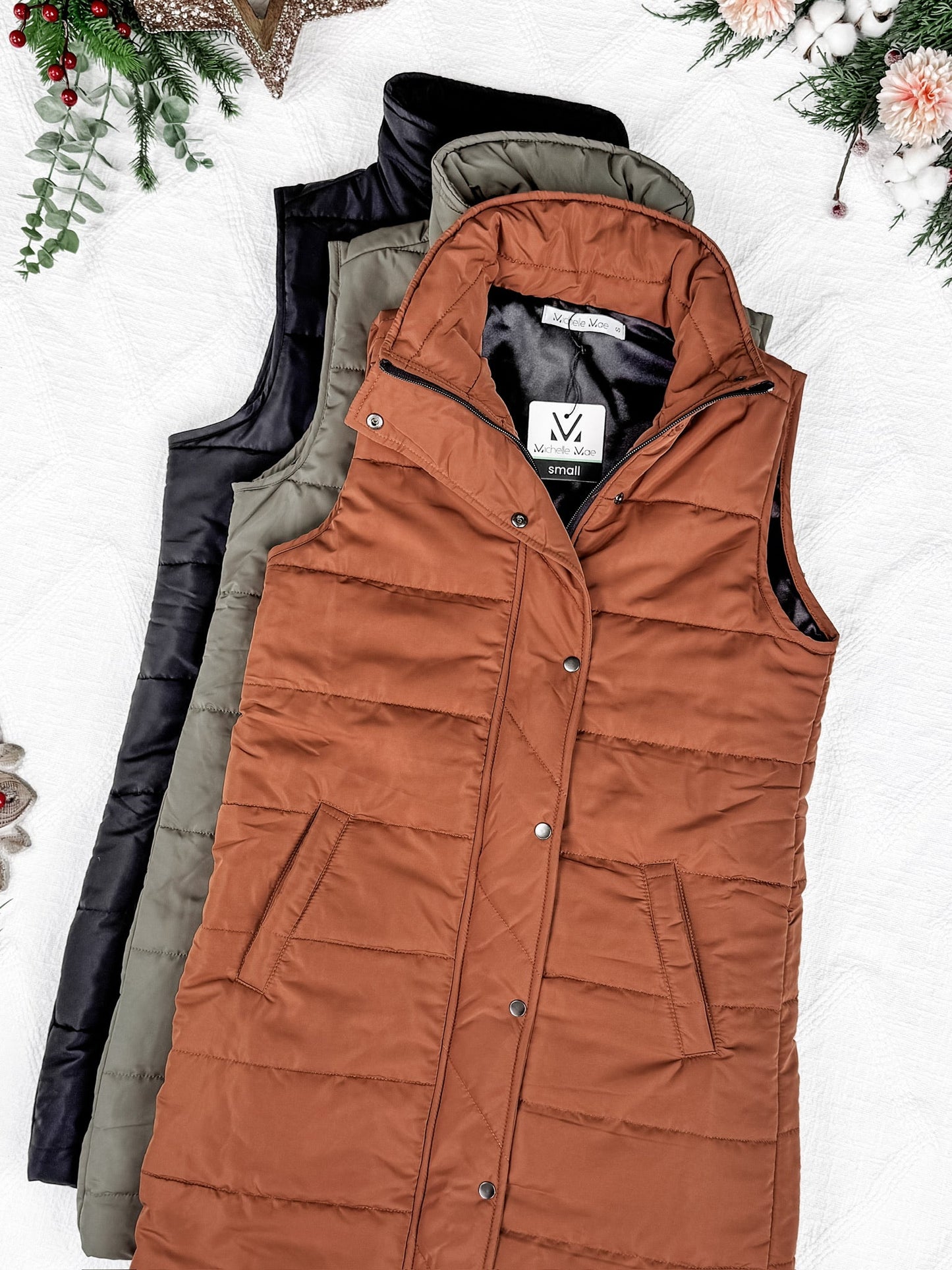 IN STOCK Harlow Long Vest - Cinnamon FINAL SALE