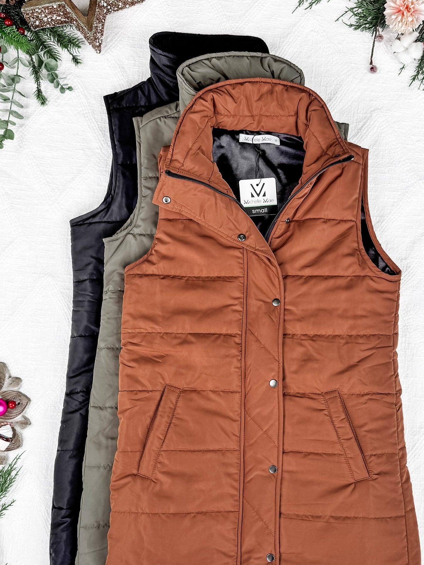 IN STOCK Harlow Long Vest - Cinnamon FINAL SALE