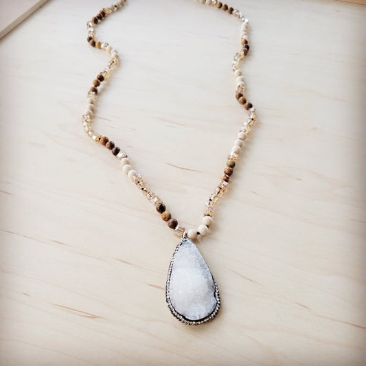 **Picture Jasper Beaded Necklace w/ Druzy Pendant 262v