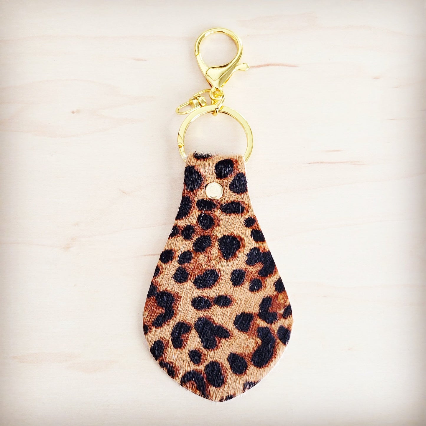 Hair-on-Hide Leather Key Chain - Leopard 700z