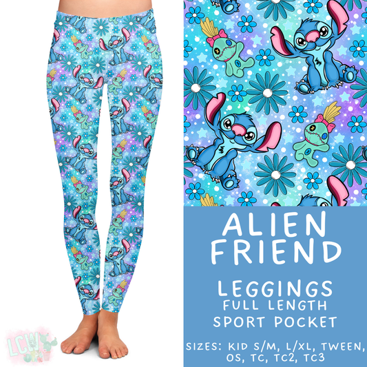 Ready to Ship Alien Friend Full Length Leggings - Sport Pocket OS