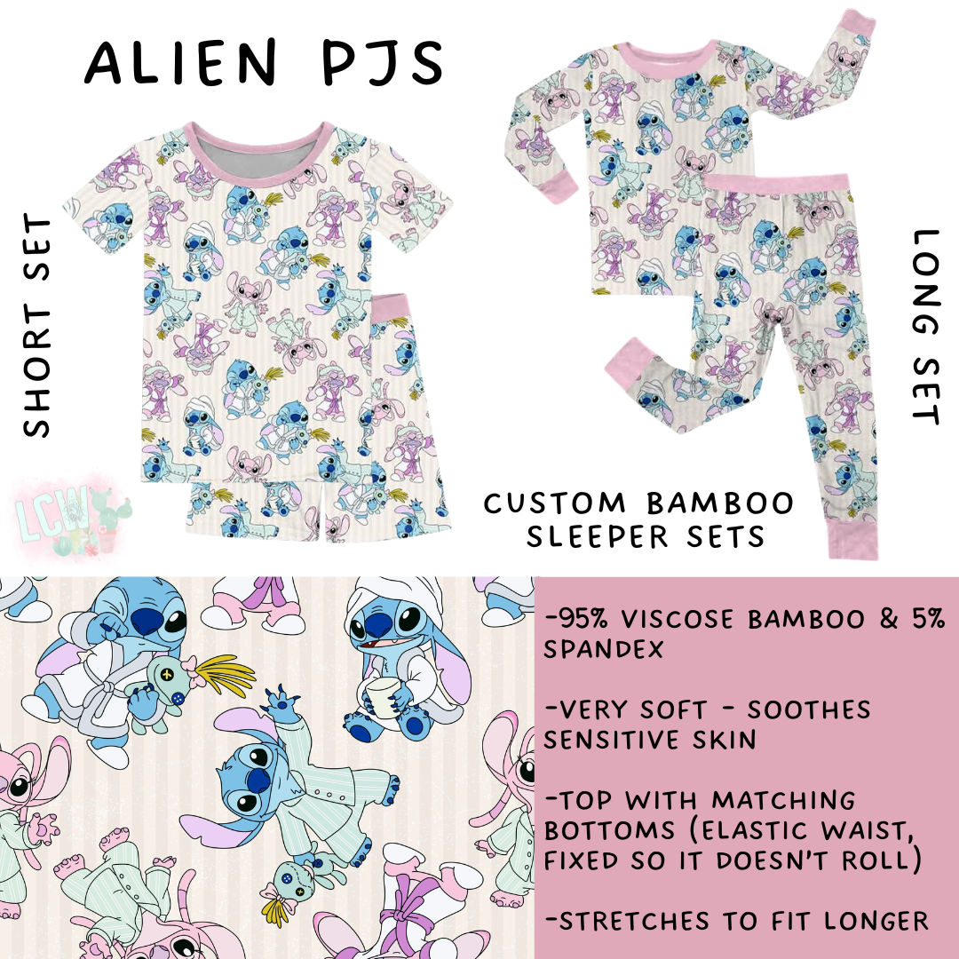 Ready to Ship - Alien PJs Bamboo Short Sleeper Set - 5T & 6