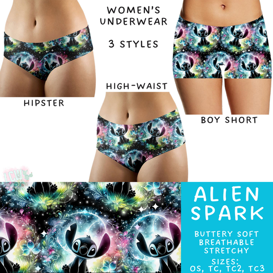 Ready To Ship - Alien Spark Women's Underwear - Boy Short - TC3