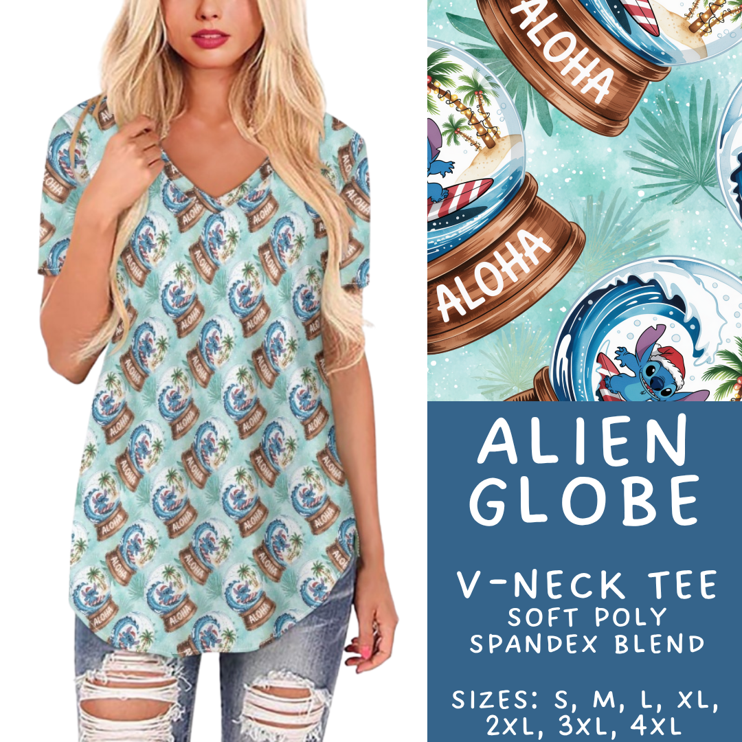 Batch #432 - Winter Globes - Closes 10/17 - ETA early December - Alien Globe V-Neck Tee