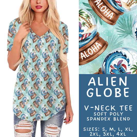 Batch #432 - Winter Globes - Closes 10/17 - ETA early December - Alien Globe V-Neck Tee