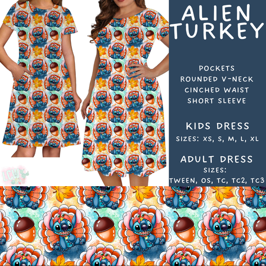 Batch #404 - Magical Fall 2 - Closes 8/29 - ETA mid/late October - Alien Turkey Womens & Girls Dresses