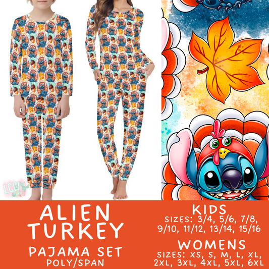 Batch #406 - Fall Family Pajamas - Closes 9/3 - ETA mid/late October -  Alien Turkey Women's & Kid's Pajama Set