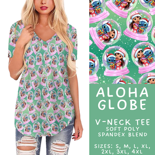 Batch #432 - Winter Globes - Closes 10/17 - ETA early December - Aloha Globe V-Neck Tee