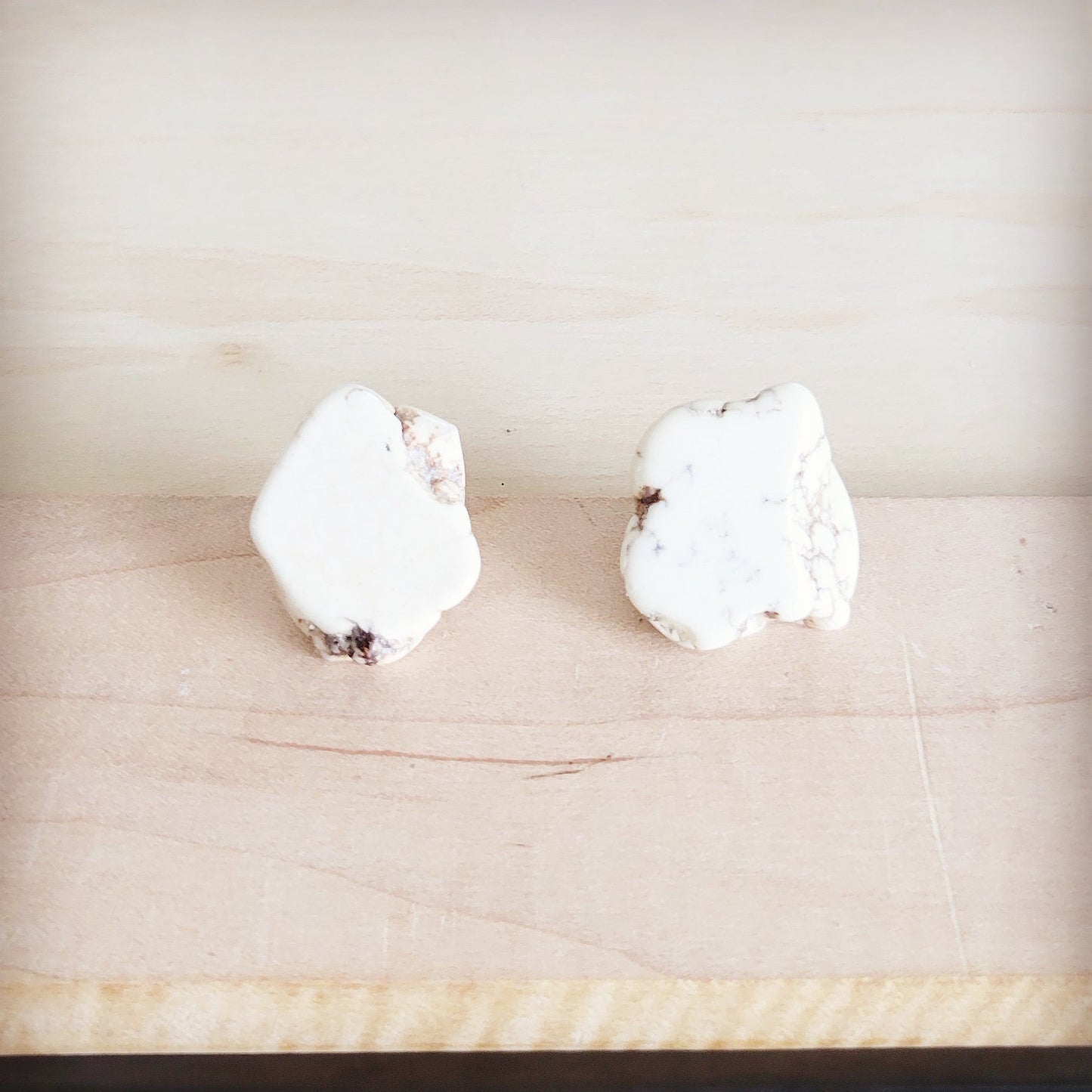 Turquoise Slab Earring Studs-White 200bo
