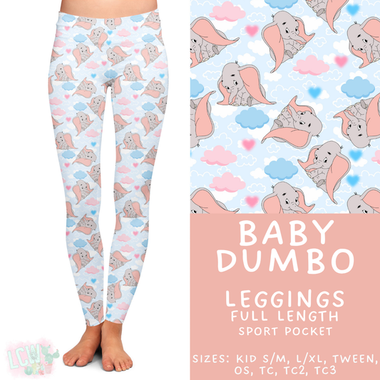 Ready to Ship - Baby Dumbo Full Length Leggings - Sport Pocket TC