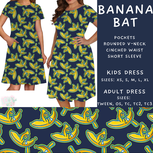 Batch #370 - Fun Run 12 - Closes 7/8 - ETA early Sept - Banana Bat Adult & Kids Dresses