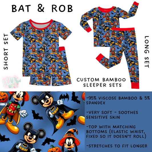 Ready to Ship Bat & Rob Bamboo Short Sleeper Set - 5T, 6T & 7T