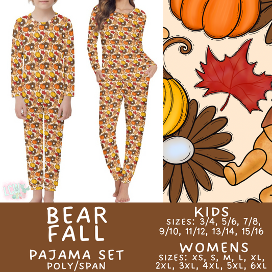 Batch #406 - Fall Family Pajamas - Closes 9/3 - ETA mid/late October -  Bear Fall Women's & Kid's Pajama Set