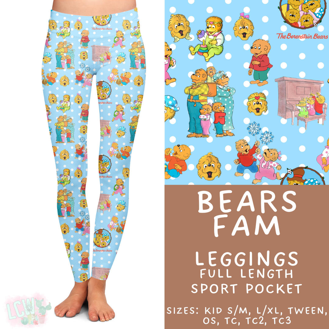 Ready to Ship Bears Fam Full Length Leggings - Sport Pocket TC