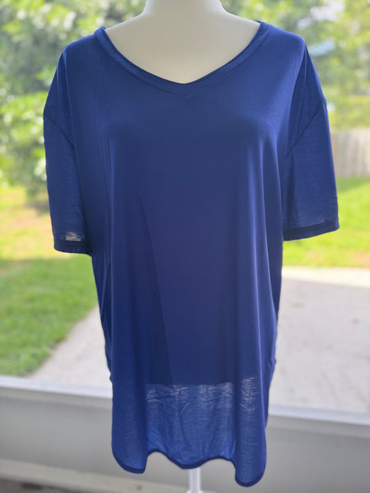 Ready to Ship Solid Royal Blue V-Neck Tee