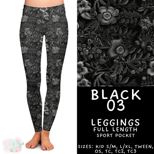 Batch #459 - Black Collection - Closes 12/4 - ETA late Jan - Black 03 Full Length Leggings