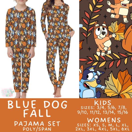 Batch #406 - Fall Family Pajamas - Closes 9/3 - ETA mid/late October -  Blue Dog Fall Women's & Kid's Pajama Set