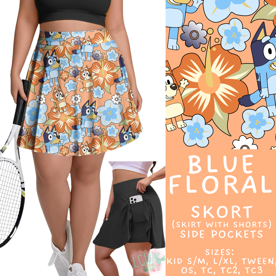 Batch #555 - Cool Characters 7 - Closes 7/13 - ETA mid Sept - Blue Floral Skort