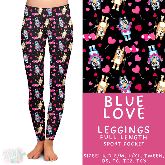 Batch #457 - Magical Character Love Collection - Closes 12/1 - ETA mid Jan - Blue Love Full Length Leggings