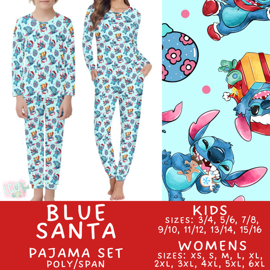 Batch #430 - Magical Christmas Family Pajamas - Closes 10/15 - ETA late Nov - Blue Santa Women's & Kid's Pajama Set