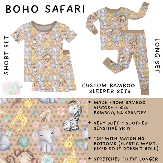 Batch #327 - Little Dreamers 4 - Closes 4/25 - ETA mid June - Boho Safari Bamboo Short and Long Sleeper Set