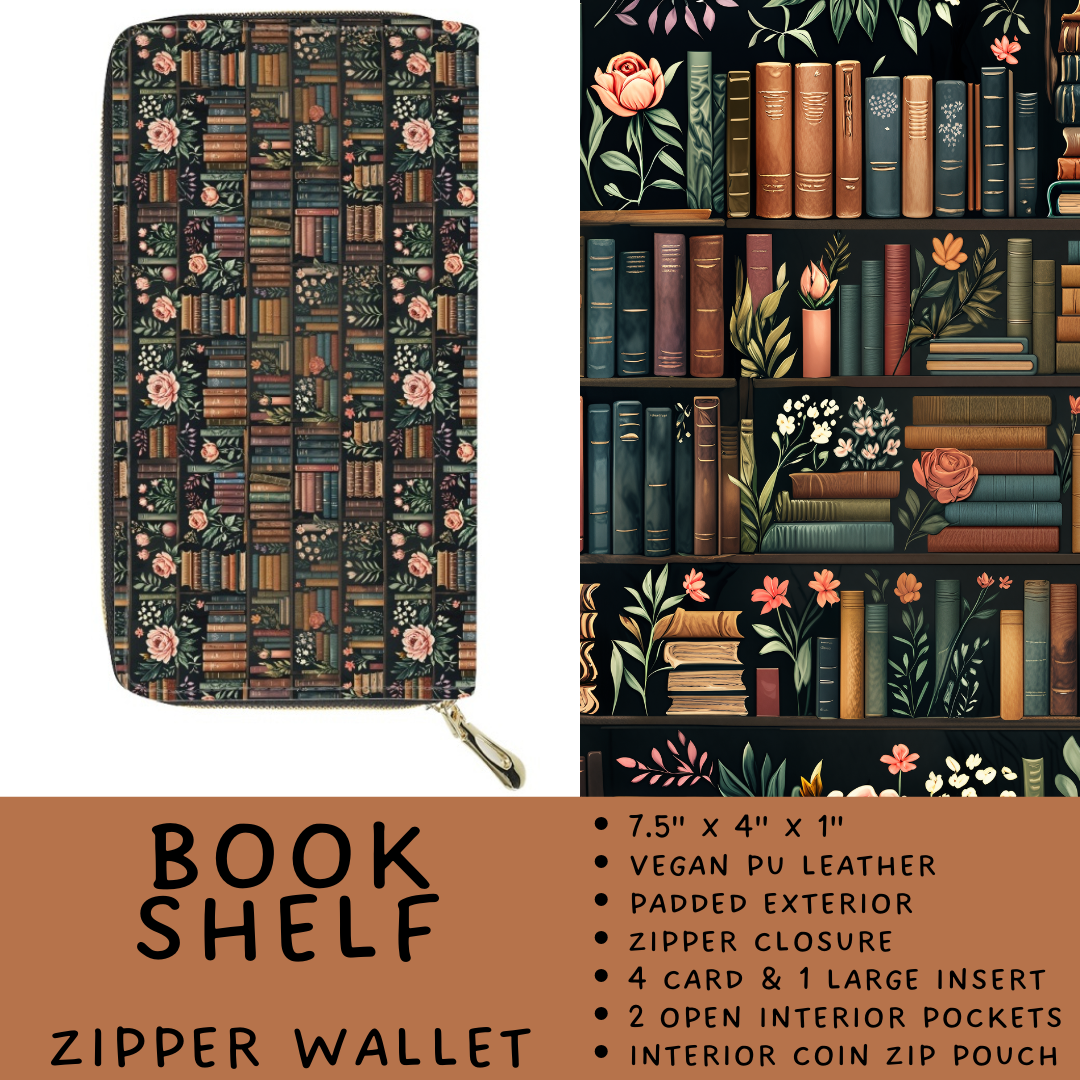 Batch #460 - Zip It Collection - Closes 12/5 - ETA late Jan - Book Shelf Zipper Wallet