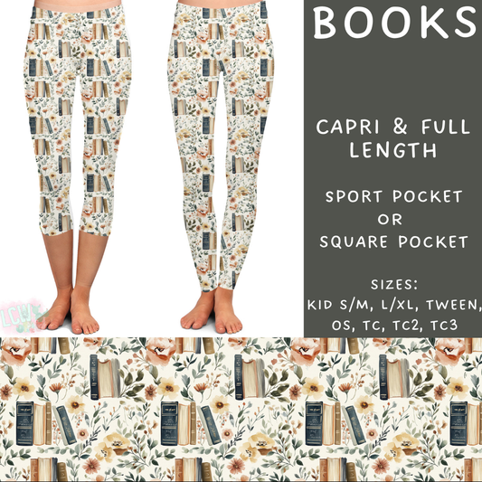 Ready To Ship - Books Full Leggings - OS Sport Pocket