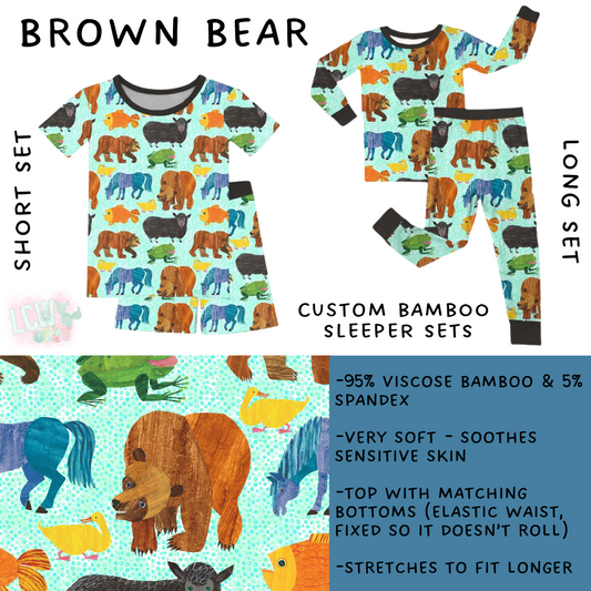 Ready To Ship - Brown Bear Bamboo Long Sleeper Set - 4T & 5T