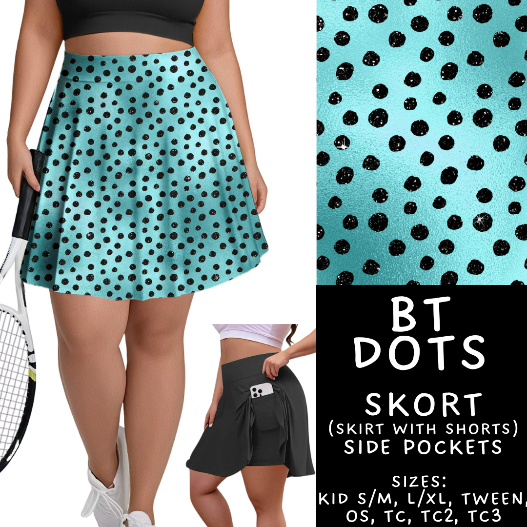 Batch #458 - Black & Teal Collection - Closes 12/3 - ETA late Jan - BT Dots Skort