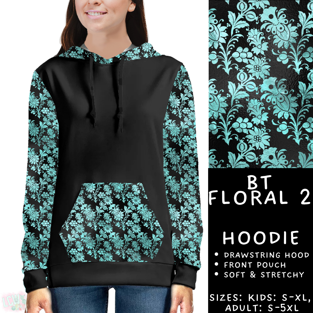 Batch #458 - Black & Teal Collection - Closes 12/3 - ETA late Jan - BT Floral 2 Hoodie